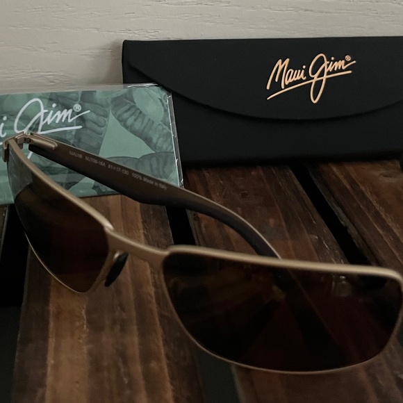 Maui Jim BACKSWING Polarized Sunglasses 709-16A Gold/Bronze Glass MSRP $349 New - Picture 1 of 16